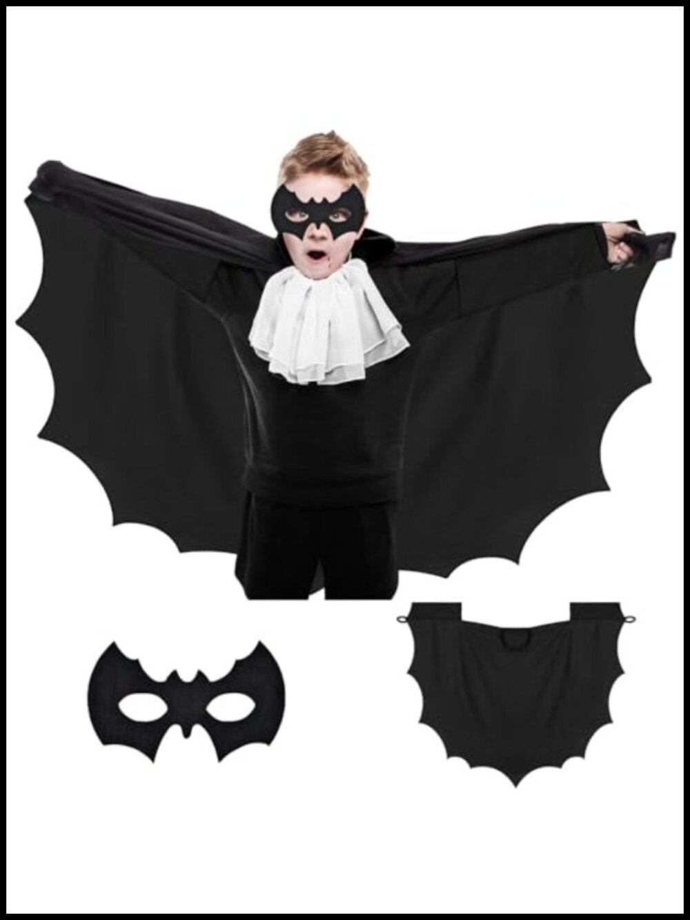 Bat Wings Cape & Mask Set Kids Halloween Costume Dress Up